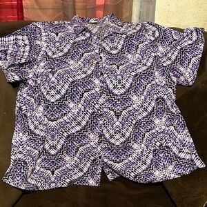 Catherines Purple and White Abstract Blouse